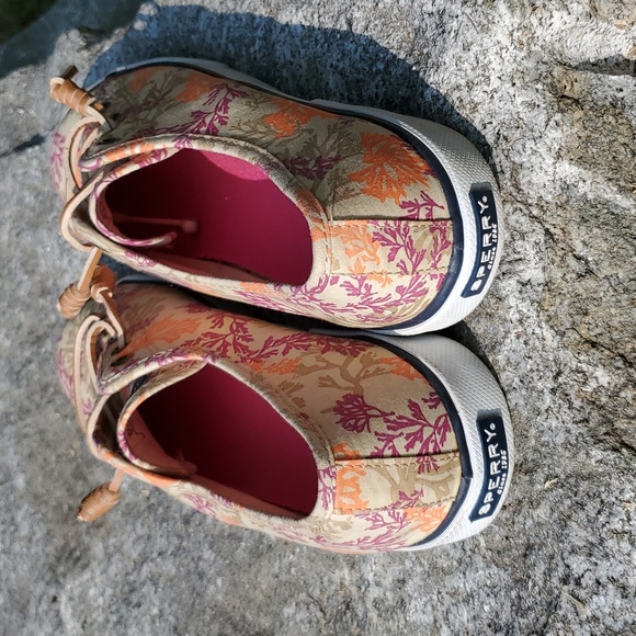 Sperry Classic CVO Sneakers Twig Pattern Tan Purple Orange Sz 9 M - Picture 3 of 13
